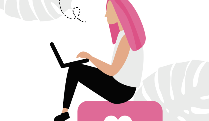 Cartoon Woman on Laptop