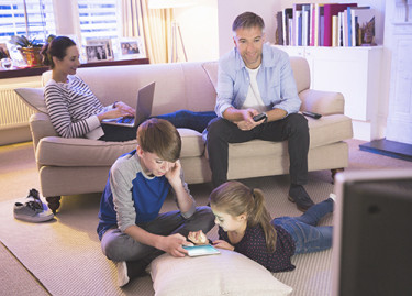 Family Using Devices